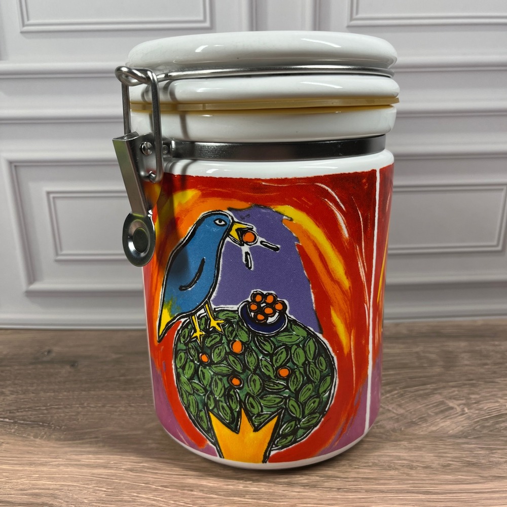 Chaleur Wonderful World Shindo Ceramic Coffee Canister Love Nest Bird Art